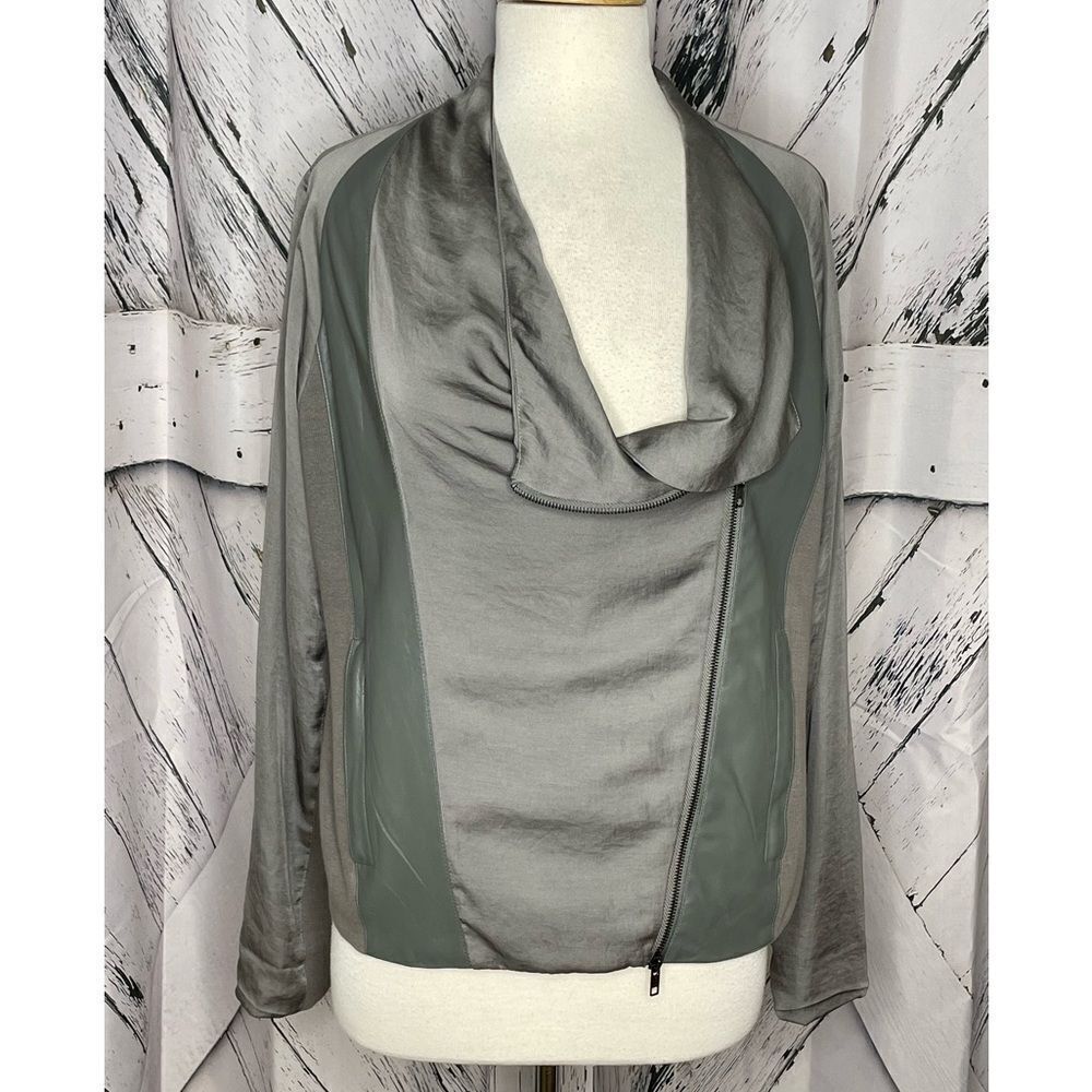 American Retro Aston Grey Leather Trim Jacket Size 40